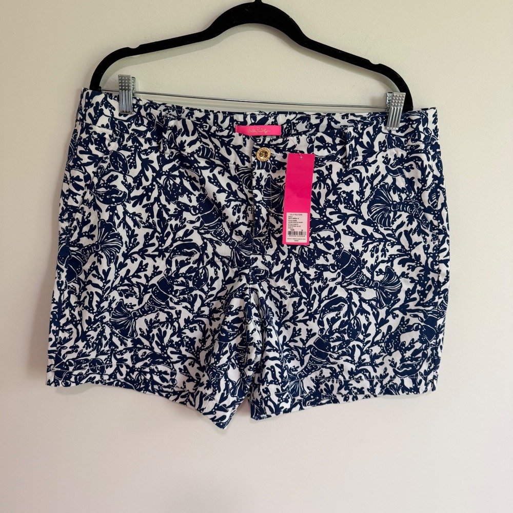 Lilly Pulitzer Jayne Stretch Short Oyster Bay Blue Krillin It 004772 Size 16
